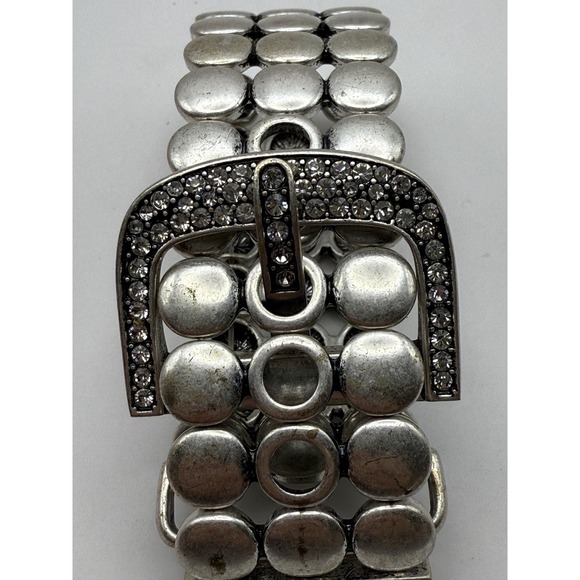 Premier Designs Silver-Tone Buckle Stretch Bracelet with Rhinestone Accents - Picture 5 of 7